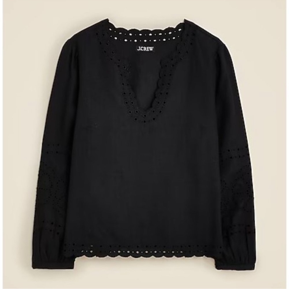 J. Crew Bungalow embroidered top in linen  sz XL